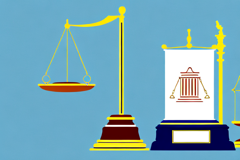 A set of scales balanced on a gavel