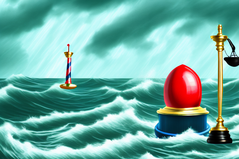 A boat colliding with a buoy on a stormy sea