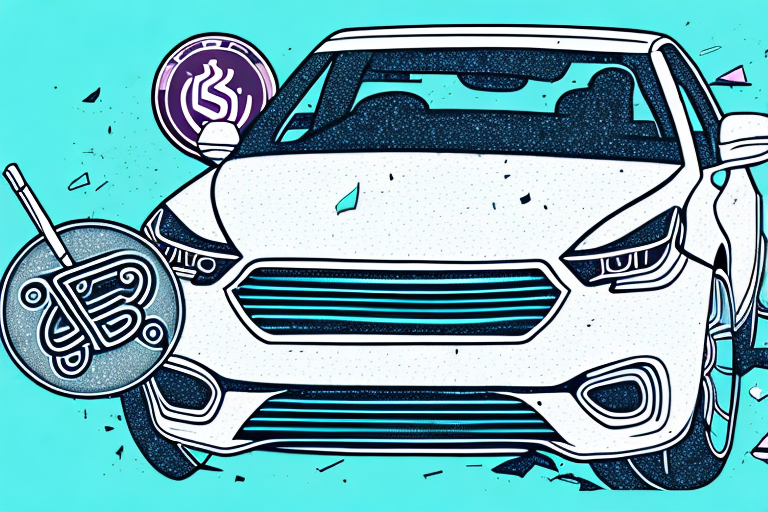 A damaged car with a lyft emblem on it