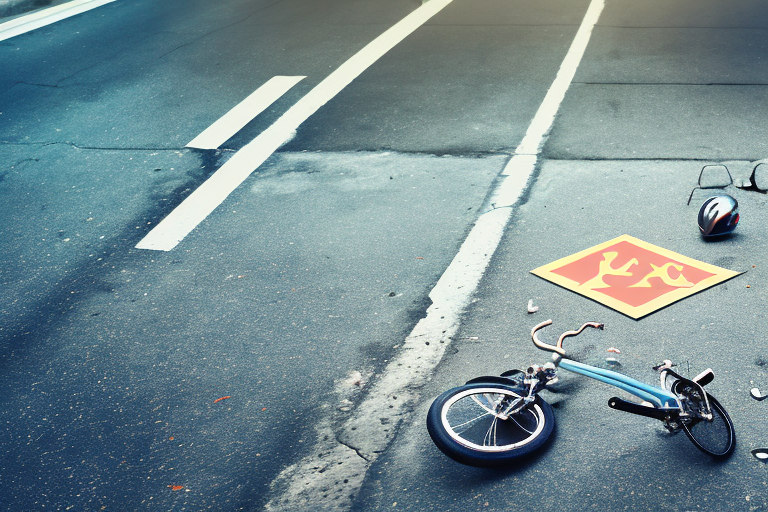 A bicycle lying on the ground in a miami street setting
