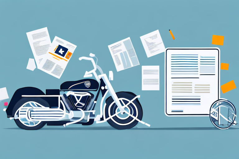 A motorcycle lying on its side next to a gavel