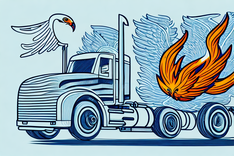 A phoenix bird rising from the ashes