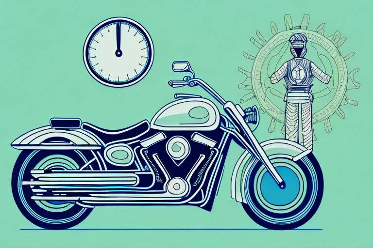 A motorcycle near a spring hill landscape
