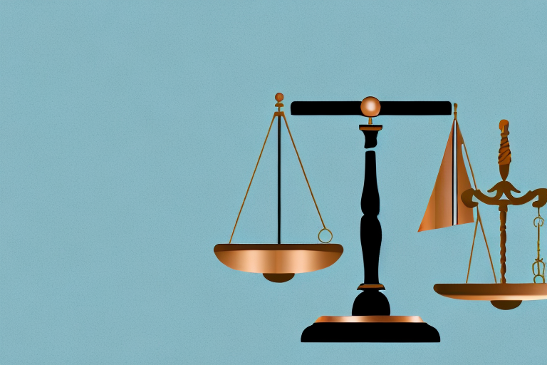 A balance scale with a gavel on one side and a car crash symbol on the other