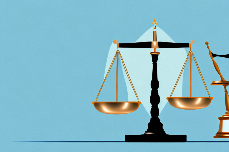 A symbolic balance scale with a car on one side and a gavel on the other side
