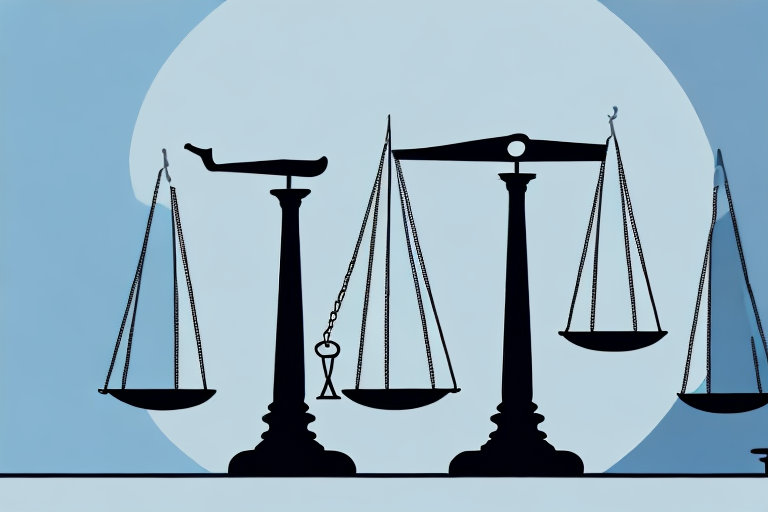 A balanced scale of justice placed on a cityscape of birmingham