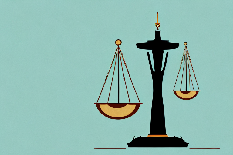 A symbolic balance scale with a gavel on one side and seattle's iconic space needle on the other