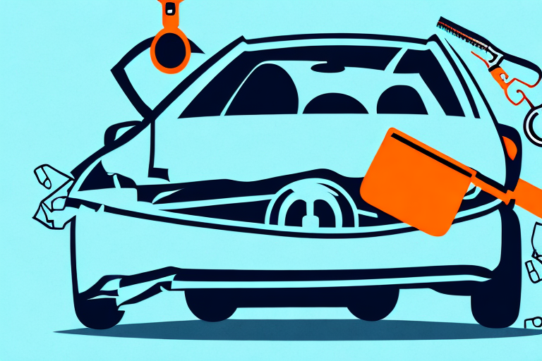 A car accident scene in gainesville with a symbolic key floating above