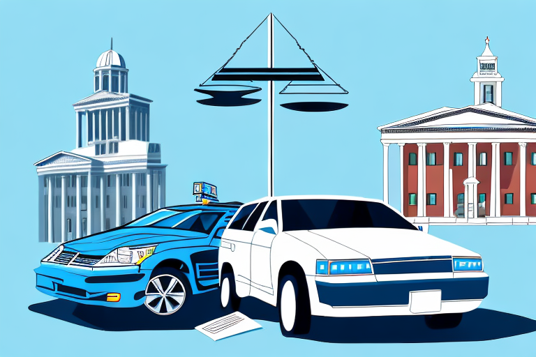 A car accident scene in lexington sc with visible legal scales symbolizing justice