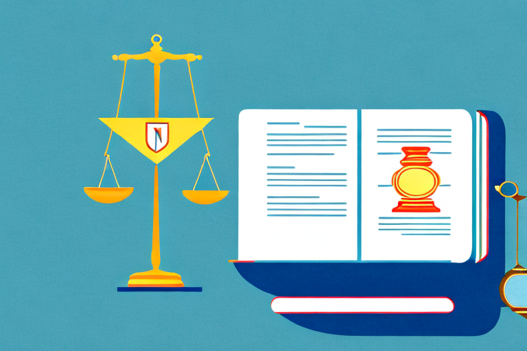 A pair of scales balanced on a law book