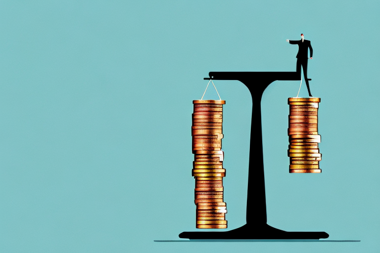A balanced scale with a car on one side and a stack of coins on the other