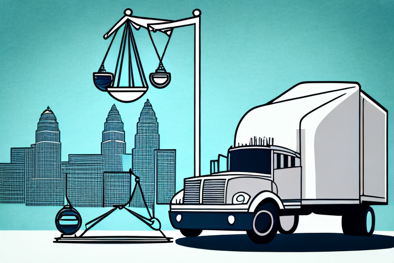 A truck on a cleveland cityscape background