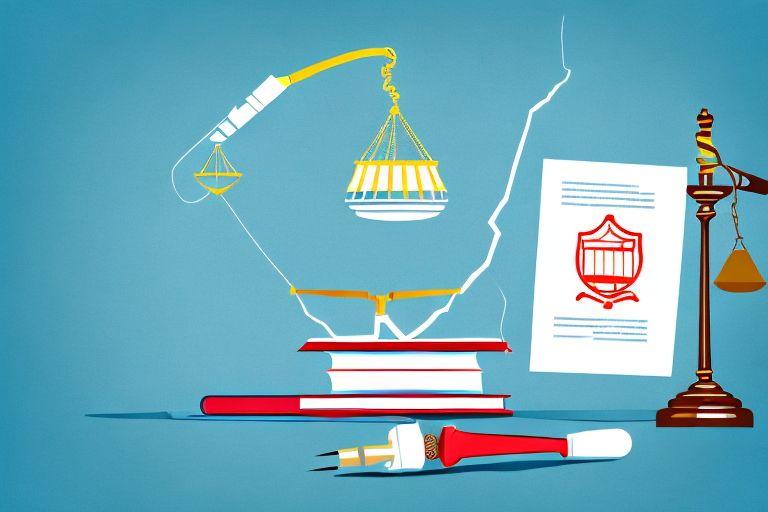 A broken electrical wire next to a gavel and a set of law books