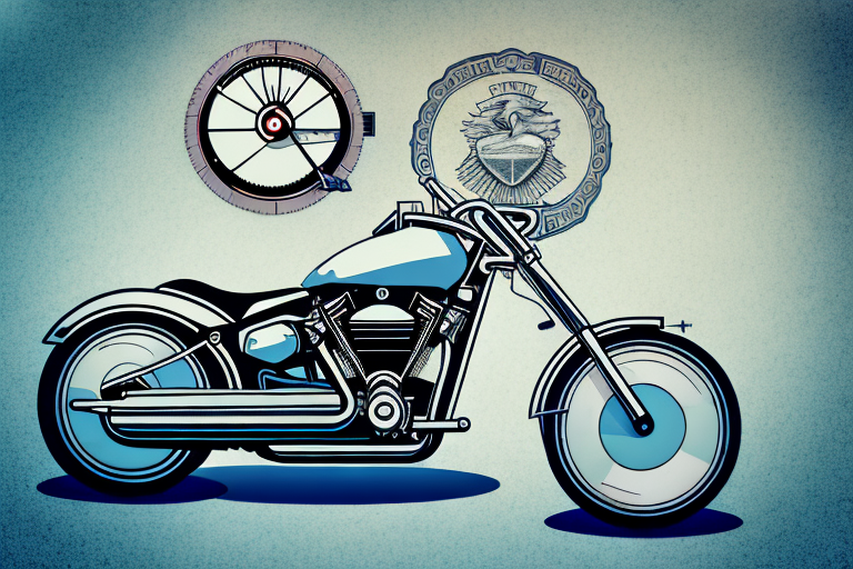 A motorcycle parked near a courthouse