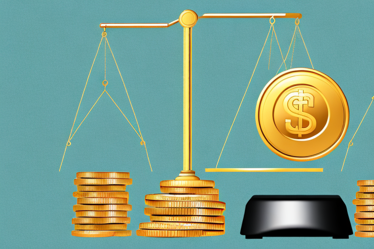 A symbolic balance scale where one side is weighted down by a large semi-truck and the other side is lifted up by a pile of gold coins