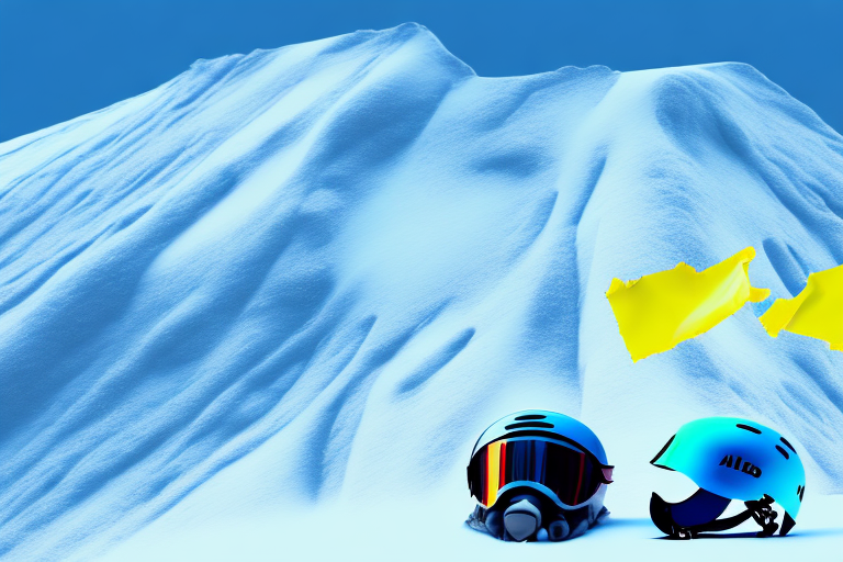 A pair of skis and a helmet lying on a snow-covered mountain slope in utah