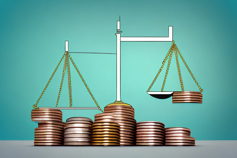 A symbolized justice scale balanced with a car on one side and a pile of coins on the other