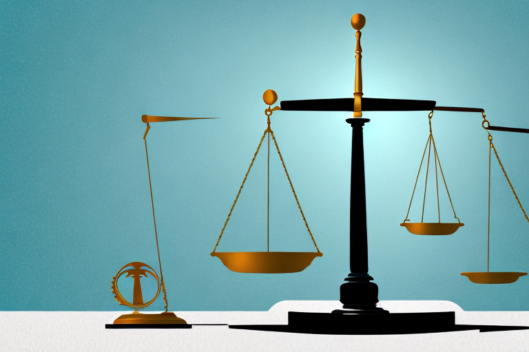 A symbolic balance scale where one side is weighed down by a car and the other by a gavel
