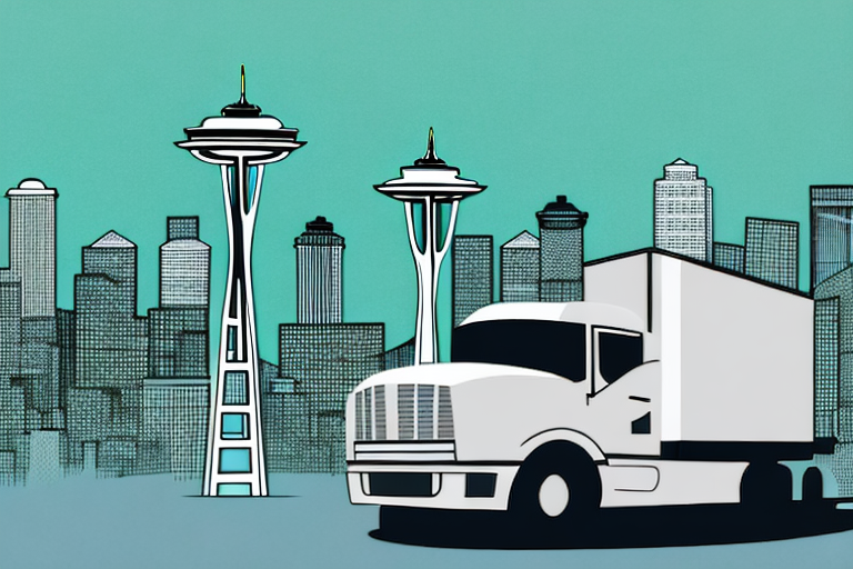 A truck on a seattle cityscape background
