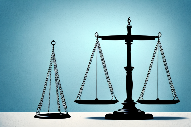 A symbolic balance scale where on one side there is a car accident (depicted by two crashed cars) and on the other side there is a gavel
