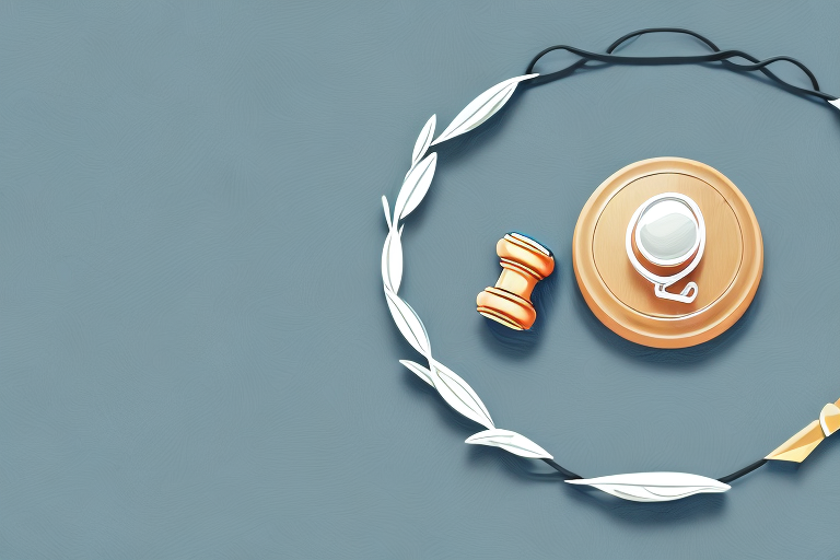 A symbolic olive branch intertwined with a gavel and a car