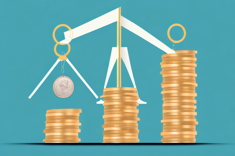 A balanced scale with a car on one side and a pile of coins on the other