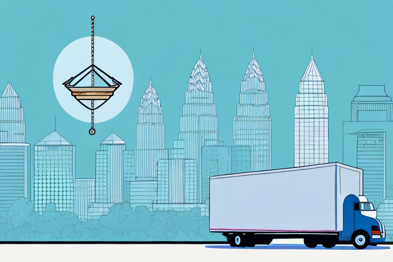 A semi-truck on a charlotte cityscape background