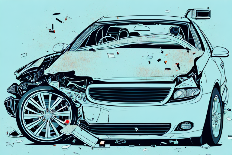 A car accident scene on dania beach with visible car damages and legal scales symbolically placed nearby