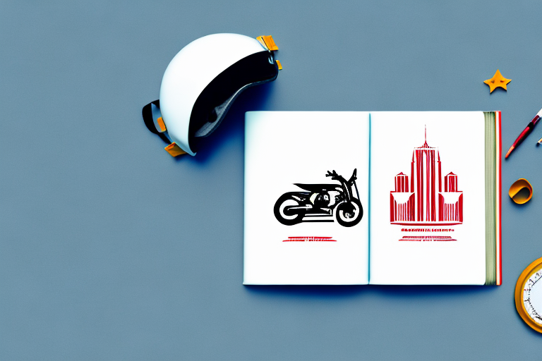 A motorcycle helmet resting on a legal book