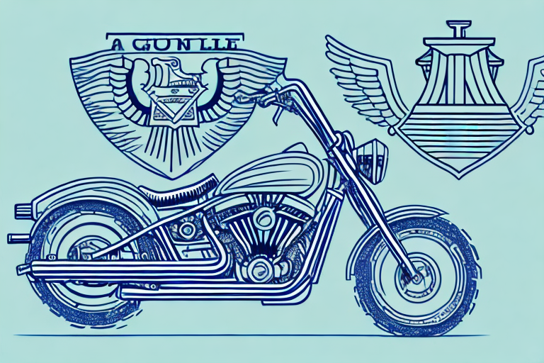 A motorcycle near a gavel and scales of justice