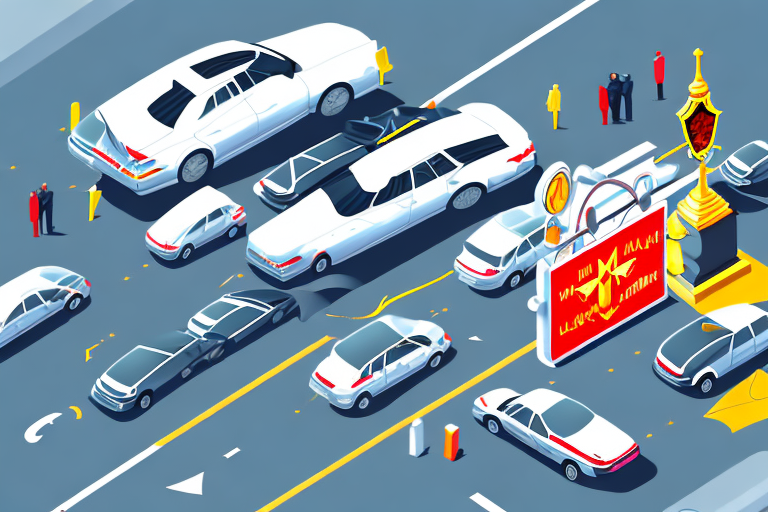 A car accident scene with a broken traffic signal on the las vegas strip