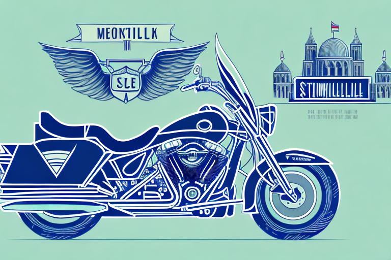 A motorcycle near a set of scales
