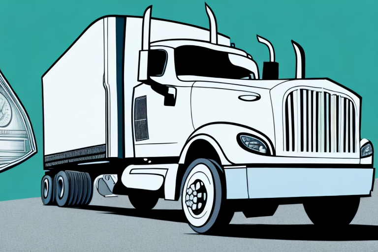 A truck on a road in greenville with the scales of justice subtly incorporated into the background
