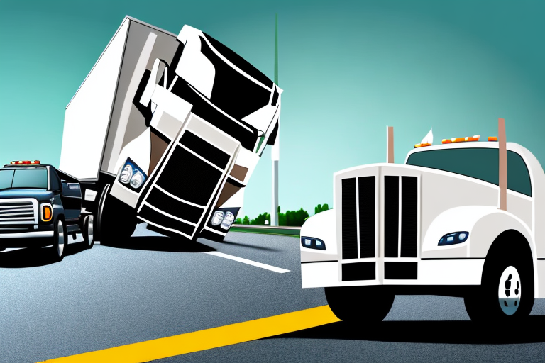 A truck involved in an accident on a busy highway