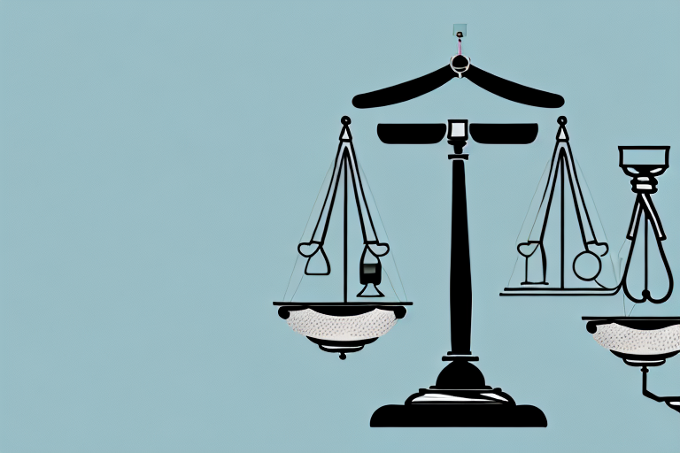 A balance scale with a gavel on one side and a medical symbol (such as a caduceus or rod of asclepius) on the other