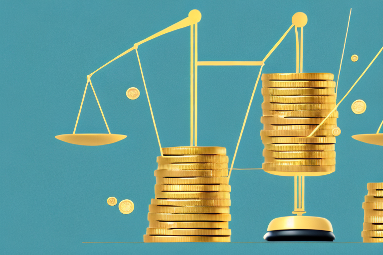 A balanced scale with a car on one side and a stack of gold coins on the other
