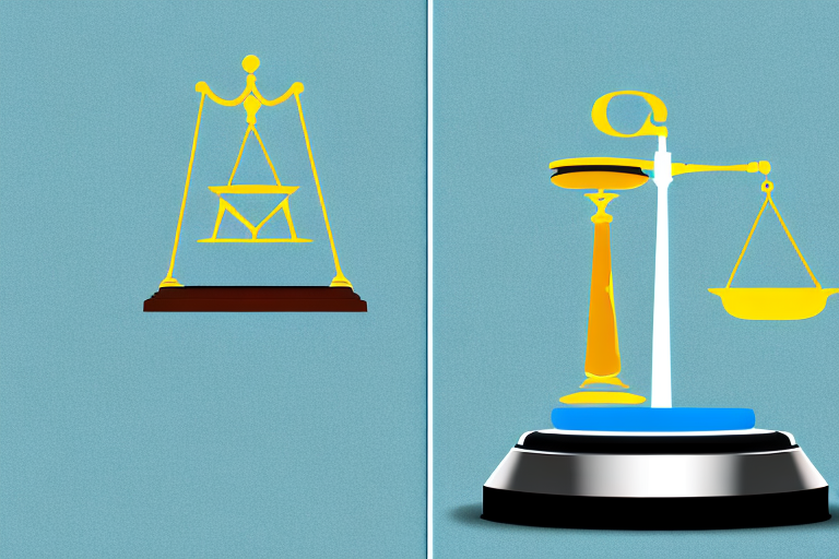 A symbolic balance scale where one side holds a car representing uber and the other side holds a gavel representing law