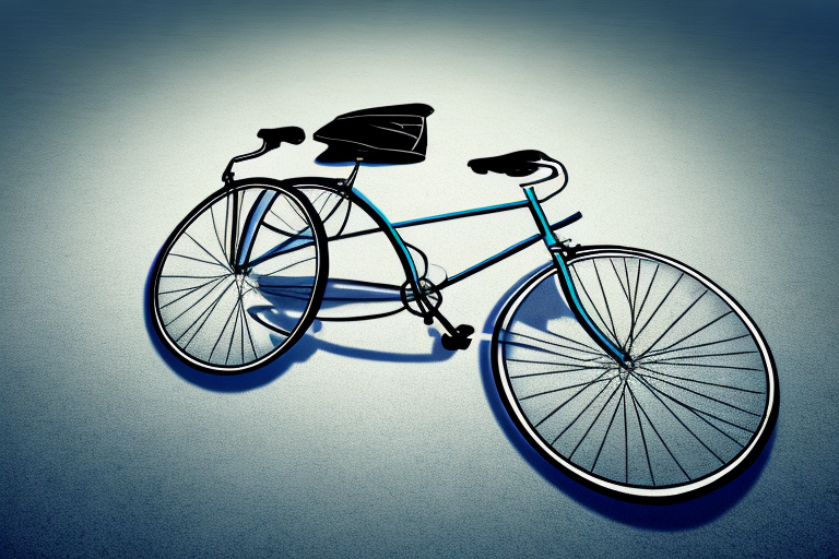 A bicycle lying on the ground near a gavel