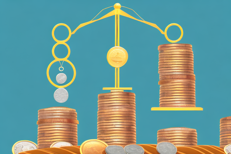 A symbolic balance scale with a car on one side and a stack of coins on the other