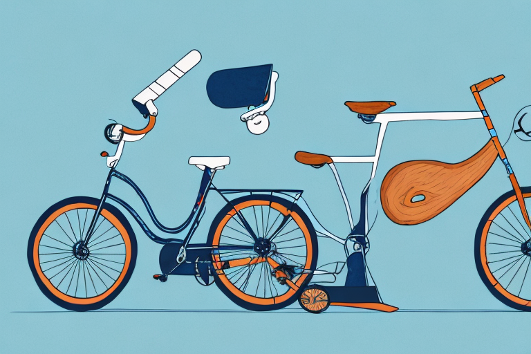 A bicycle lying on its side near a gavel