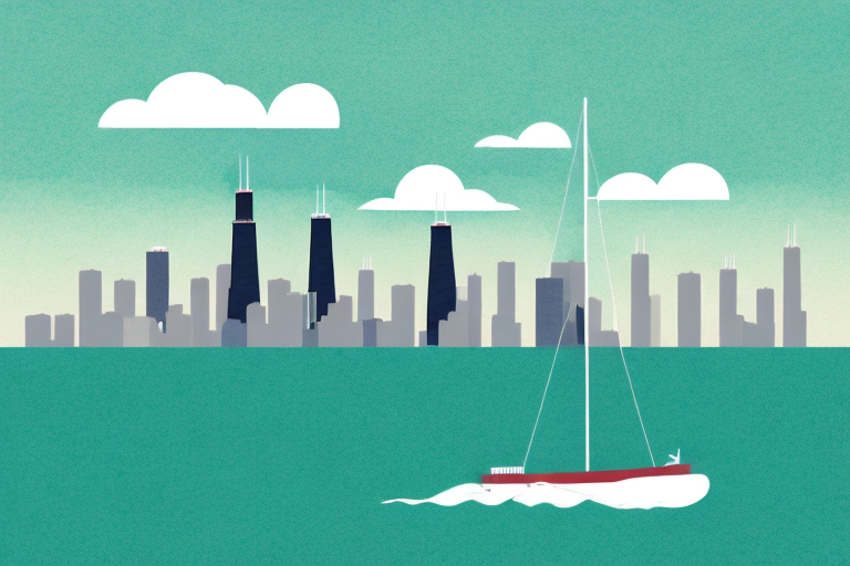 A boat on choppy waters near the chicago skyline