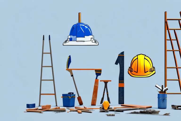 A construction site with scattered tools