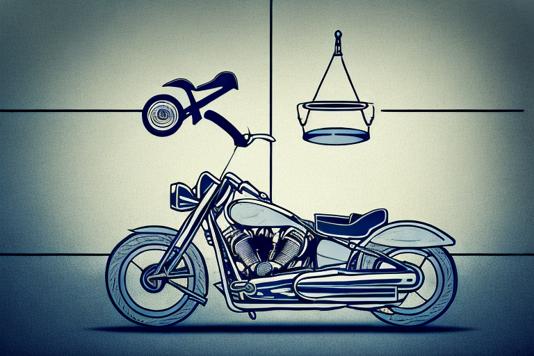 A motorcycle next to a gavel