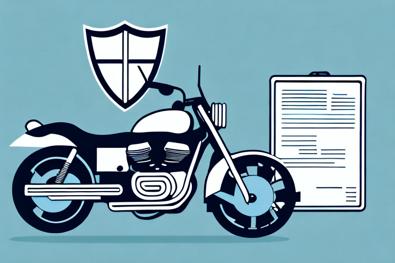 A motorcycle parked by a roadside with a gavel and a legal document nearby