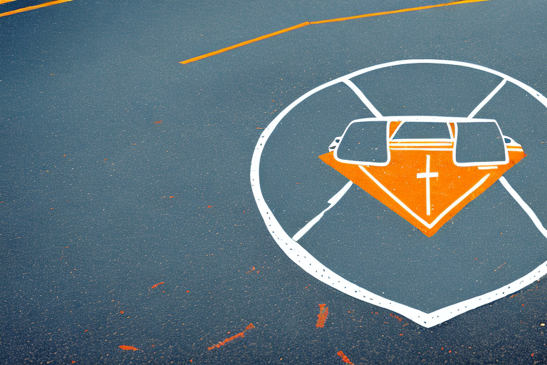 A parking lot with scattered car-related items like a broken side mirror