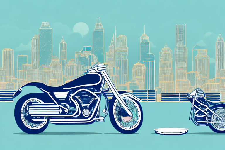 A motorcycle next to a set of scales