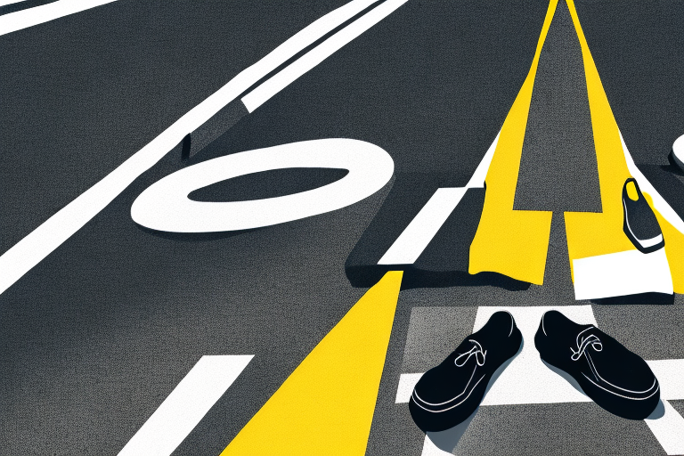 A pair of empty shoes on a crosswalk