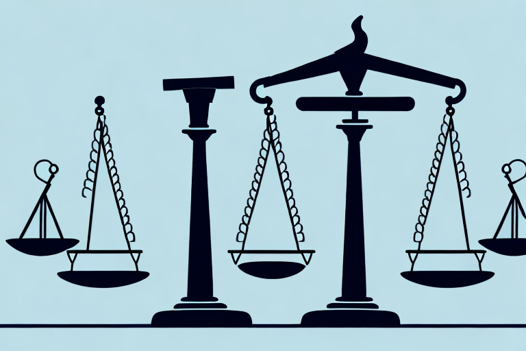 A symbolic balance scale with a pedestrian crossing sign on one side and a gavel on the other