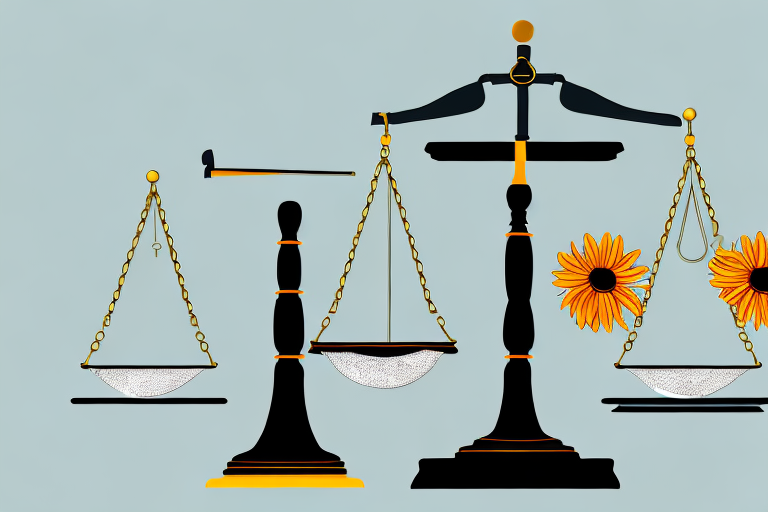 A symbolic balance scale where one side holds a train and the other side holds a gavel